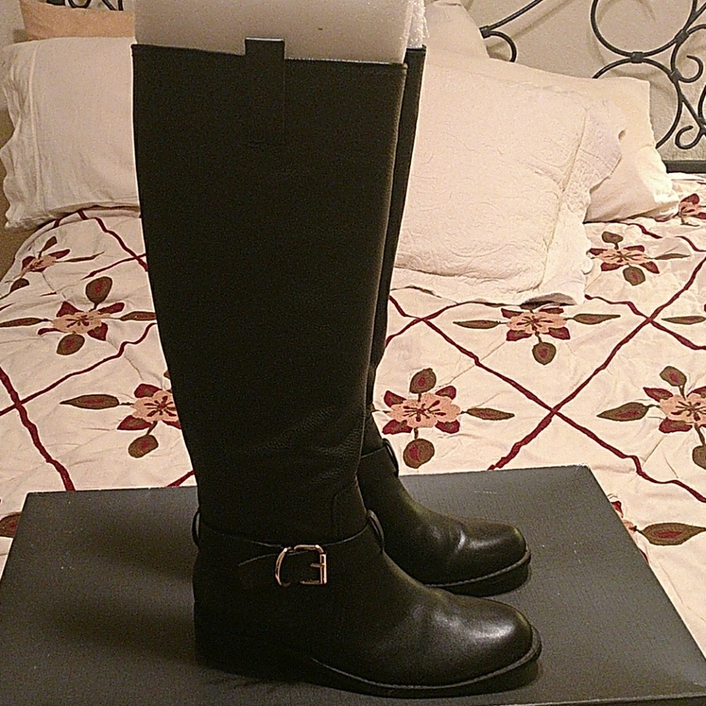 Black leather boots